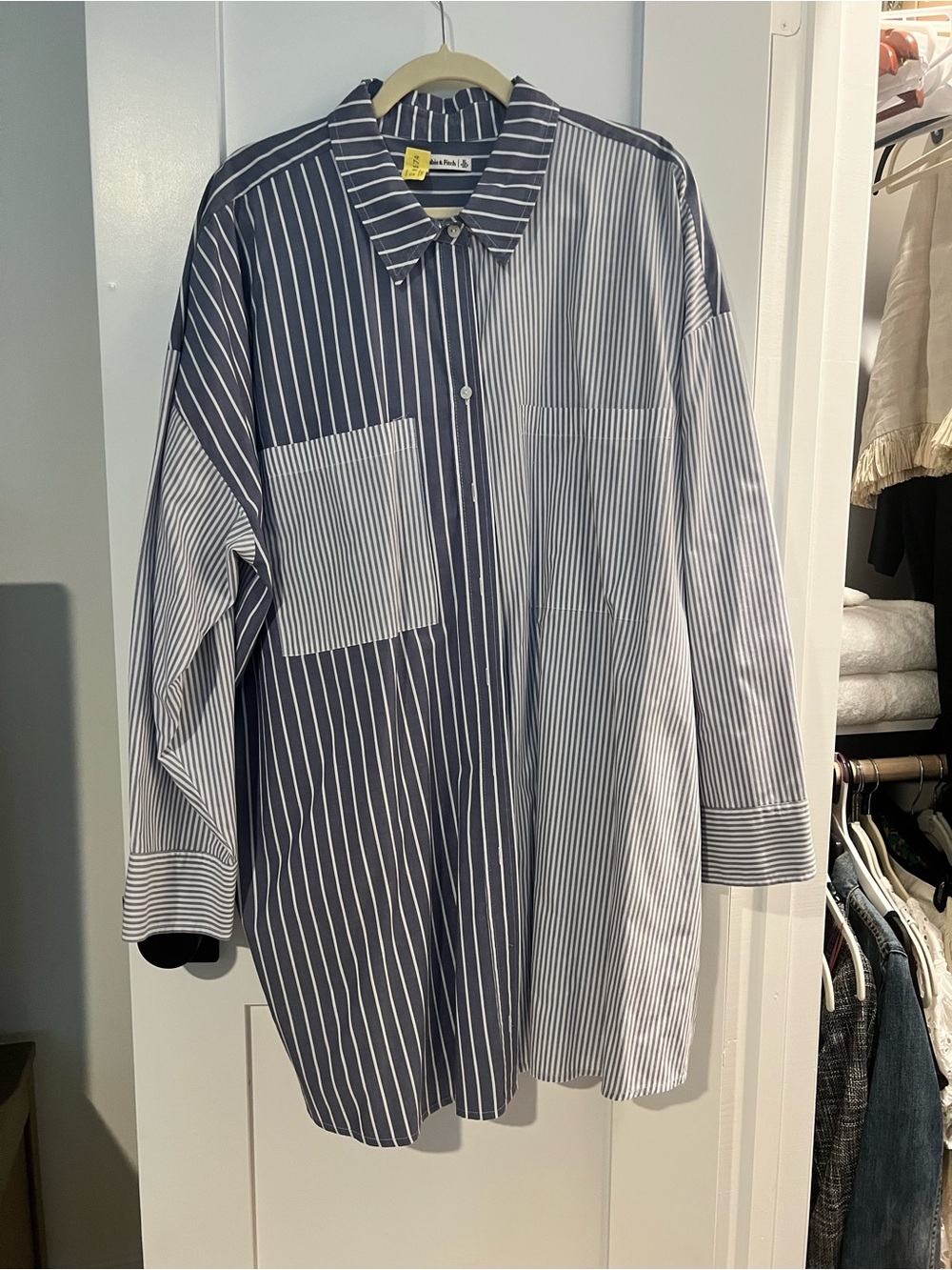 Abercrombie & Fitch Two-Tone Blue and White Striped Button-Down ShirtDress - Picture 2 of 4